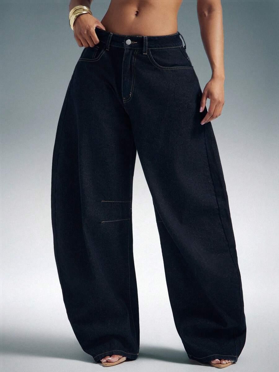 GRANATOWE SPODNIE JEANS