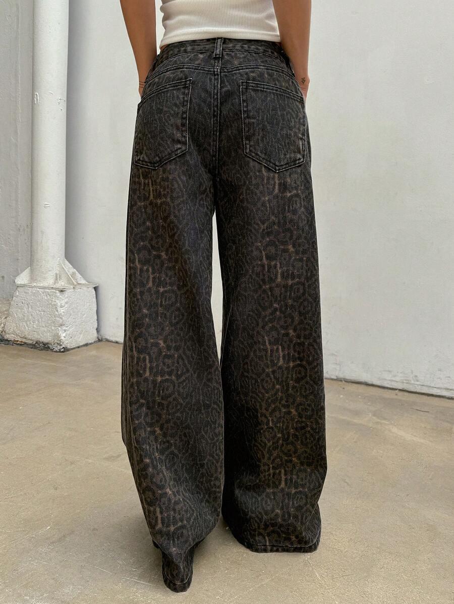 SZEROKIE SPODNIE leopard print