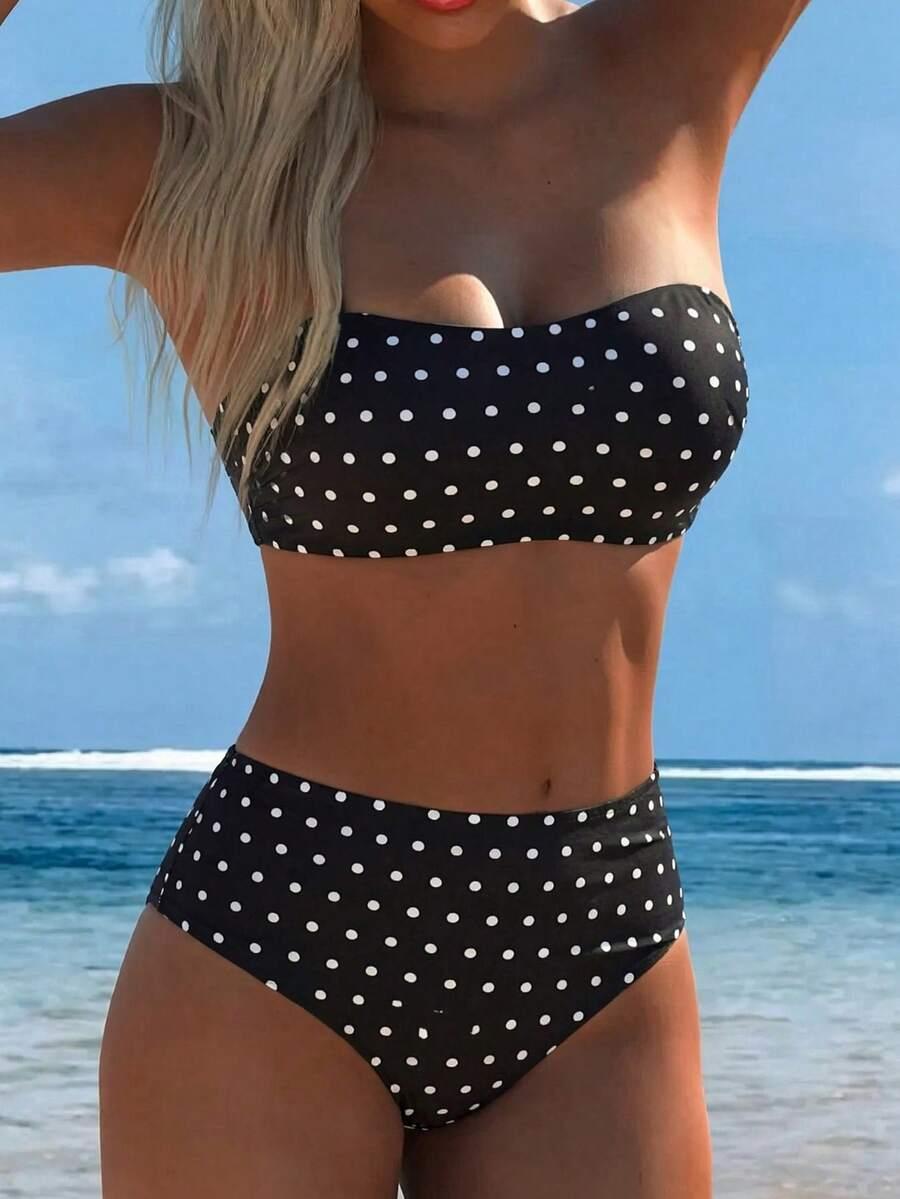 DWUCZĘŚCIOWY KOMPLET BIKINI W GROSZKI