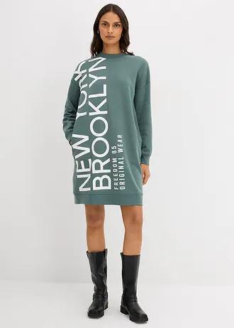 zielona sukienka dresowa napisy 
