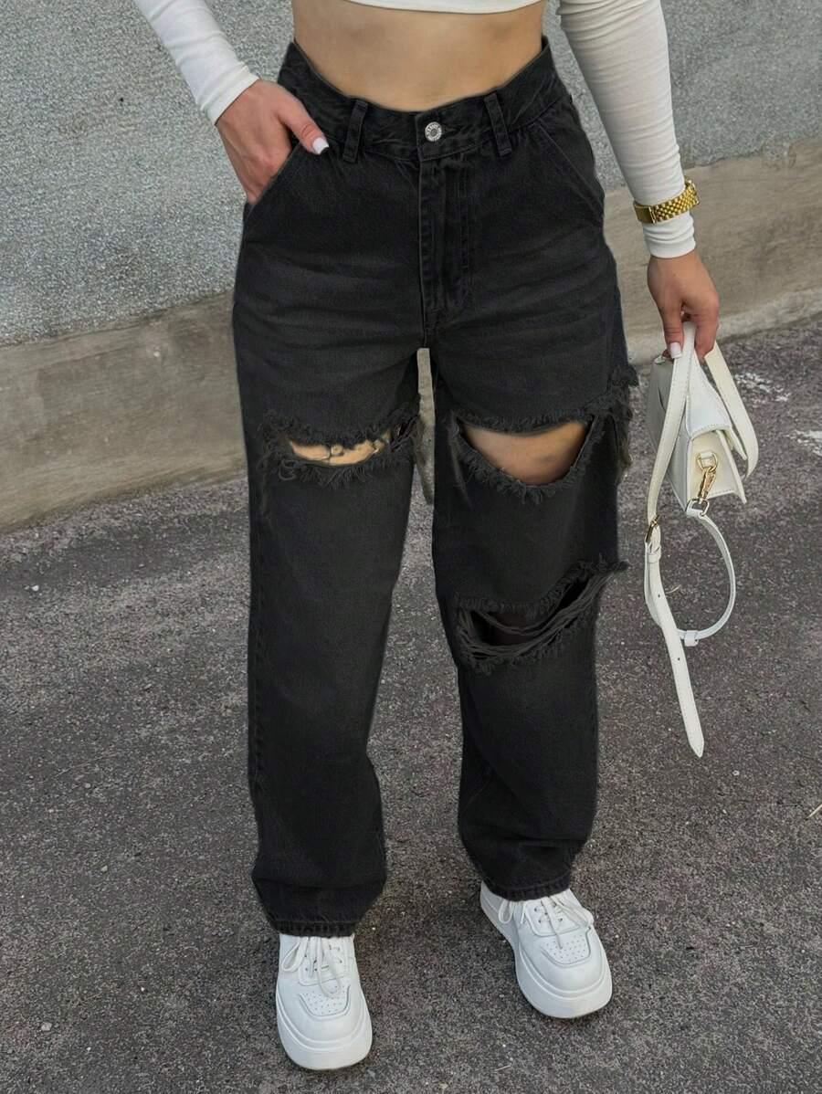 CZARNE SPODNIE JEANS