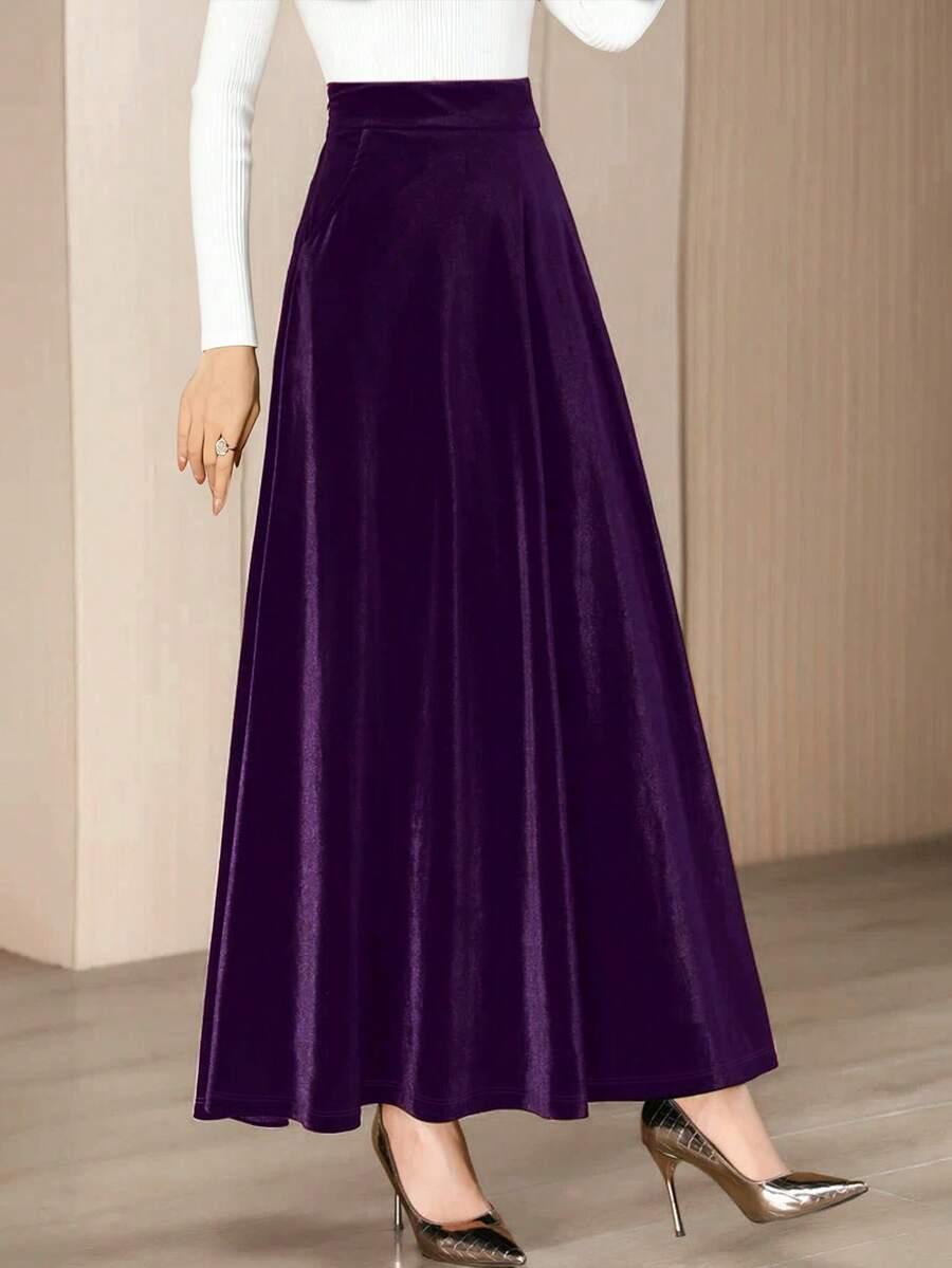 fioletowa spódnica maxi