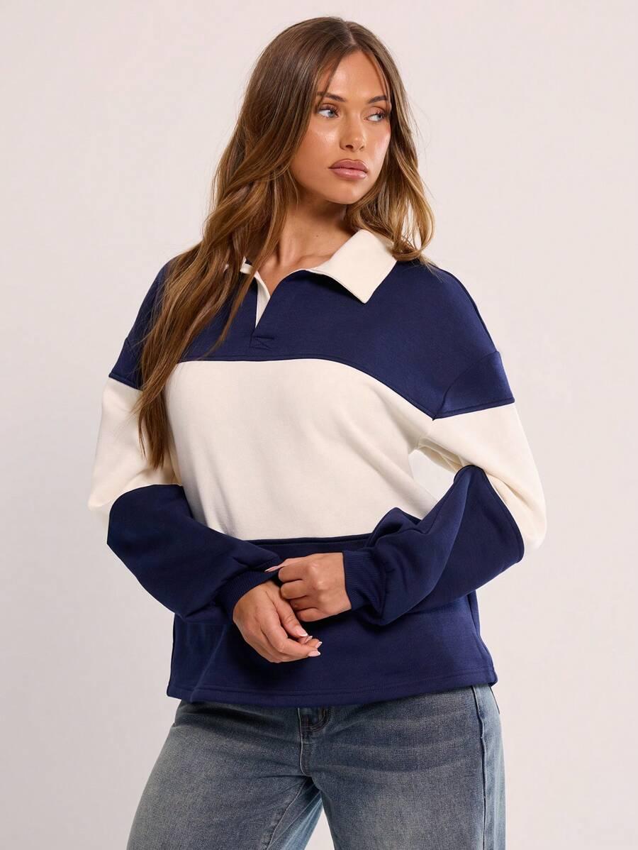 BLUZA W PASKI KOŁNIERZYK
