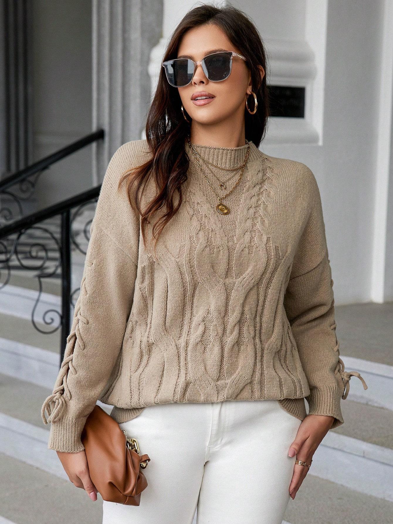 beżowy sweter casual