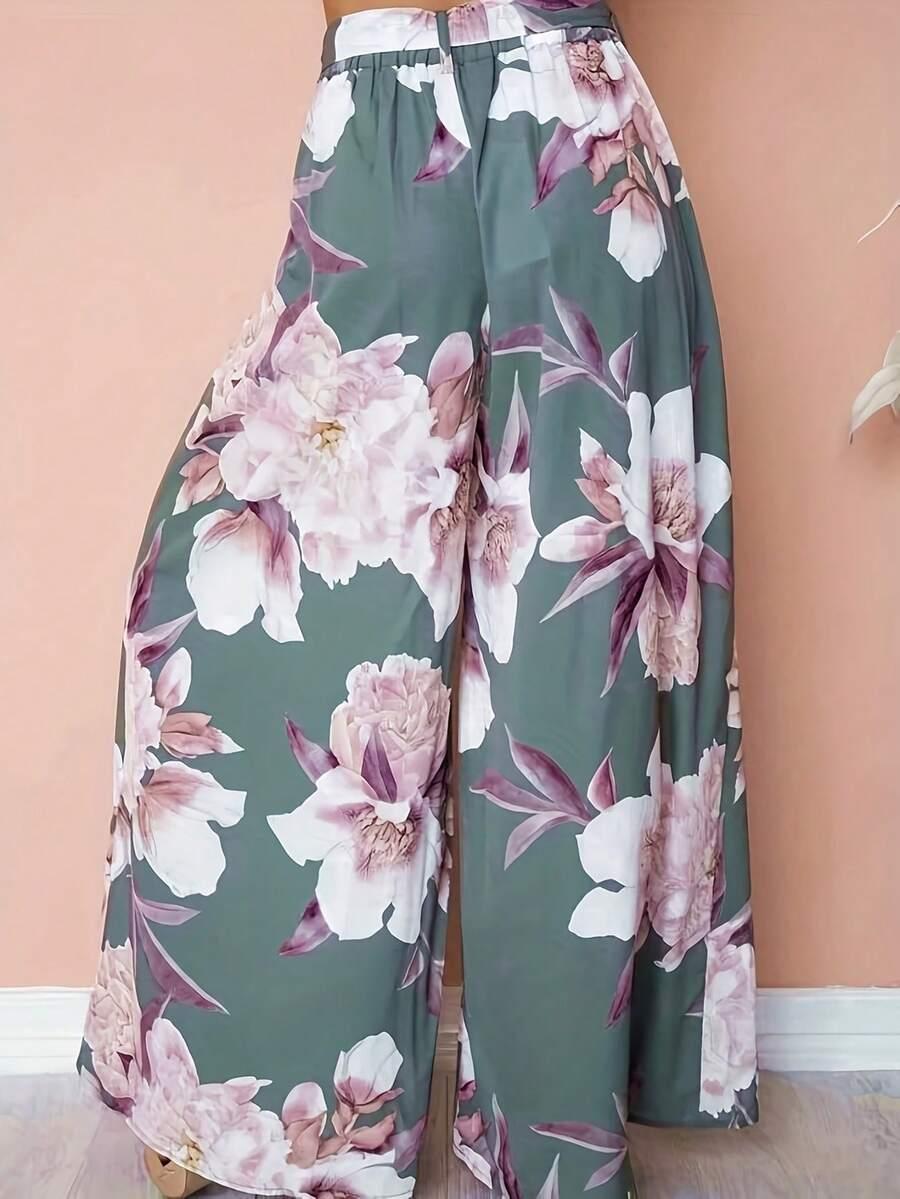 spodnie kwiaty casual