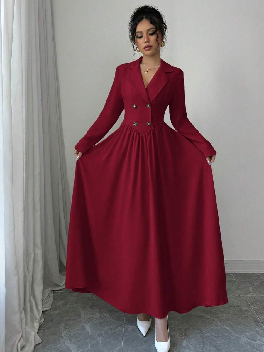 bordowa maxi sukienka