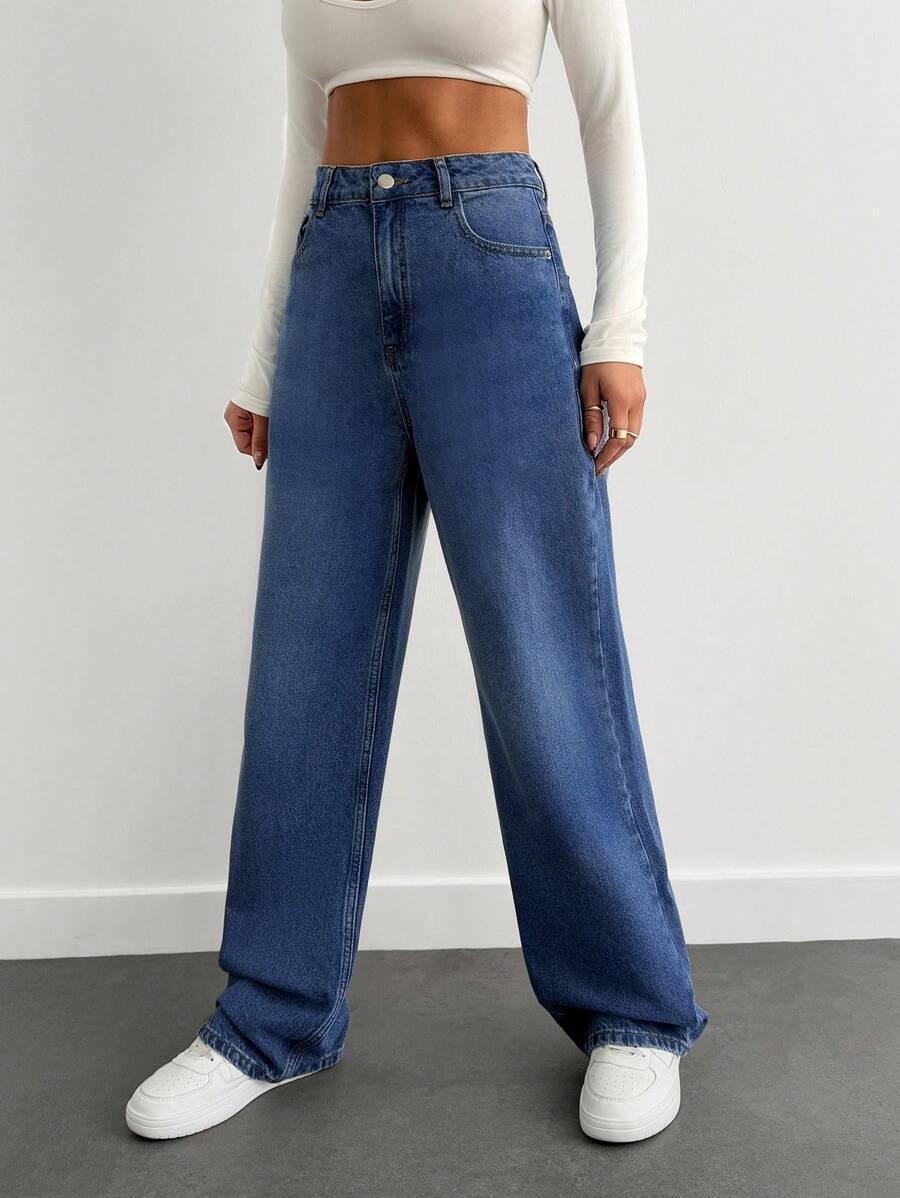 SPODNIE WYSOKI STAN JEANS OZDOBNE