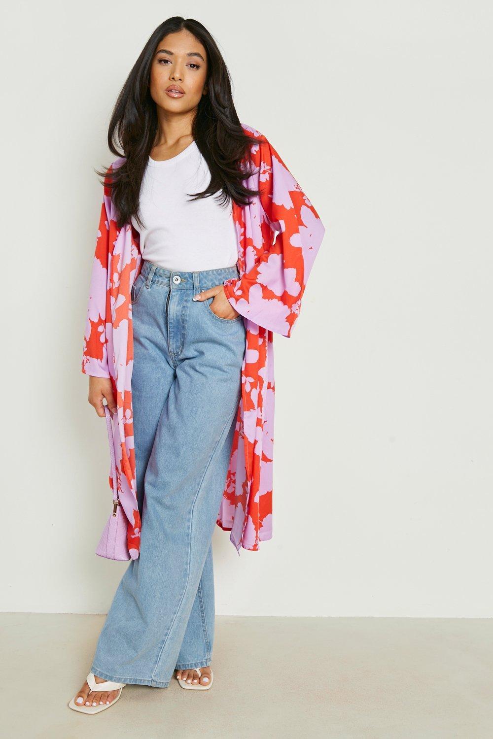 narzutka kimono floral print