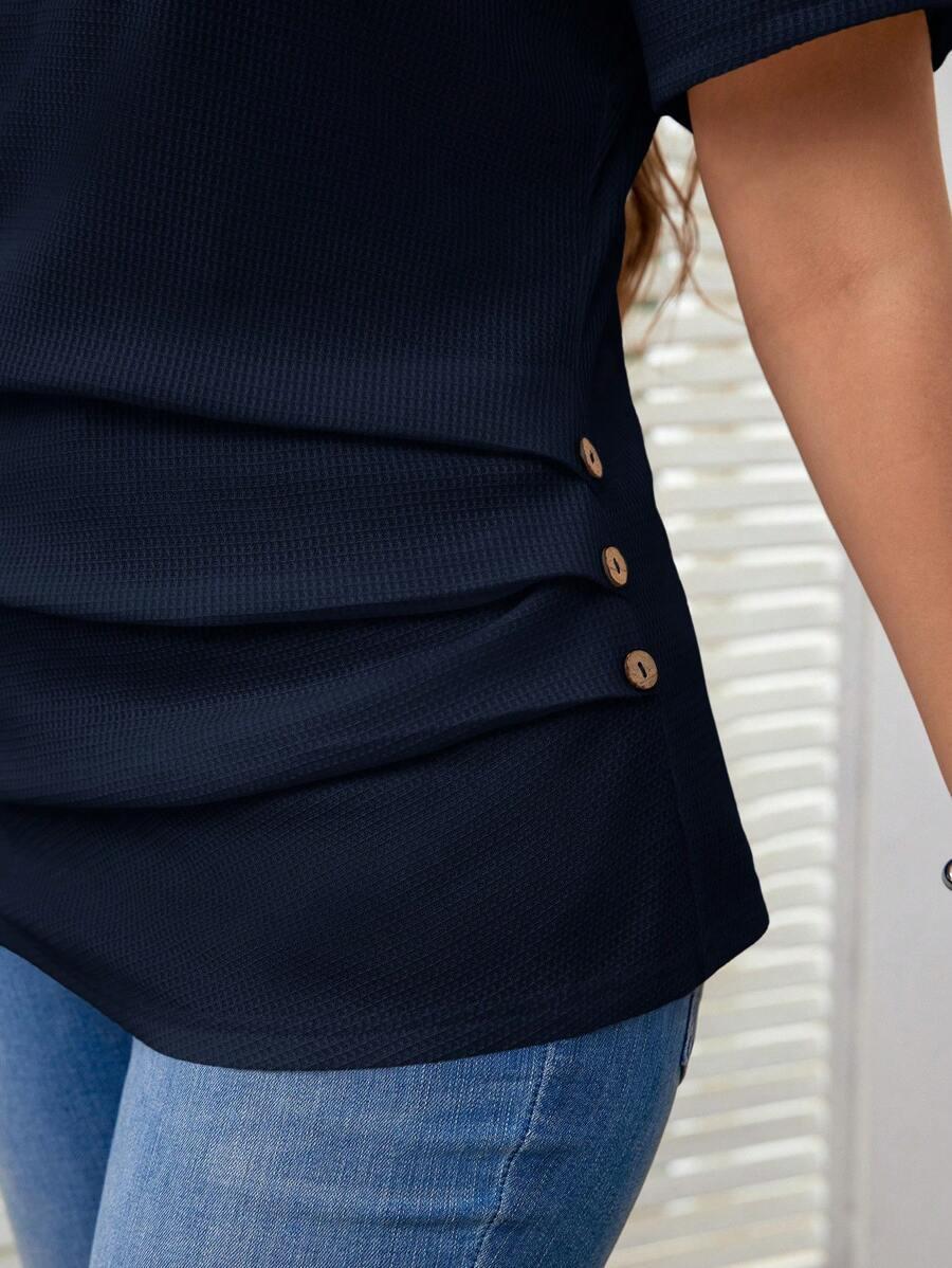 granatowa bluzka v-neck 
