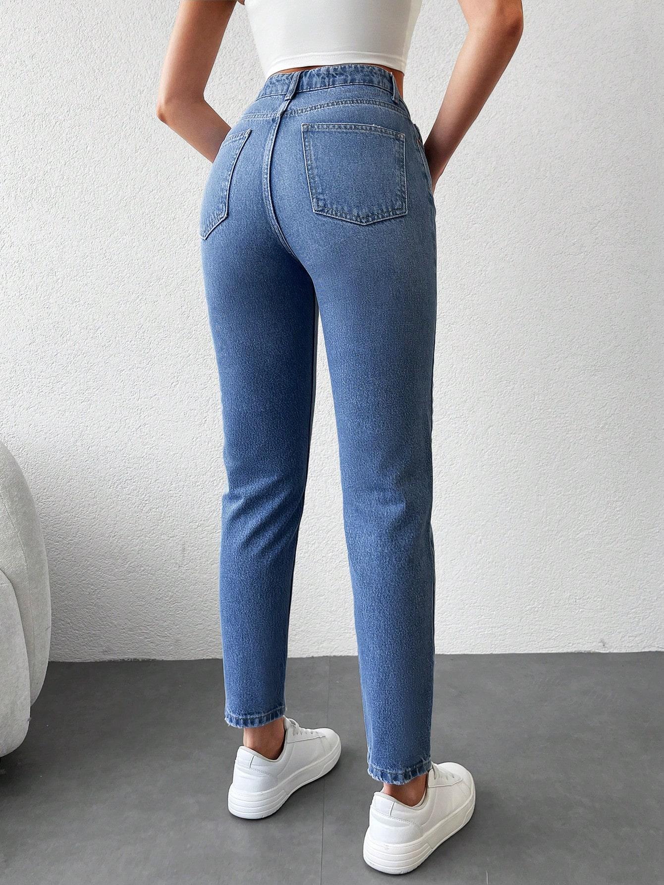 SPODNIE MOM JEANS HIGH WAIST KIESZENIE