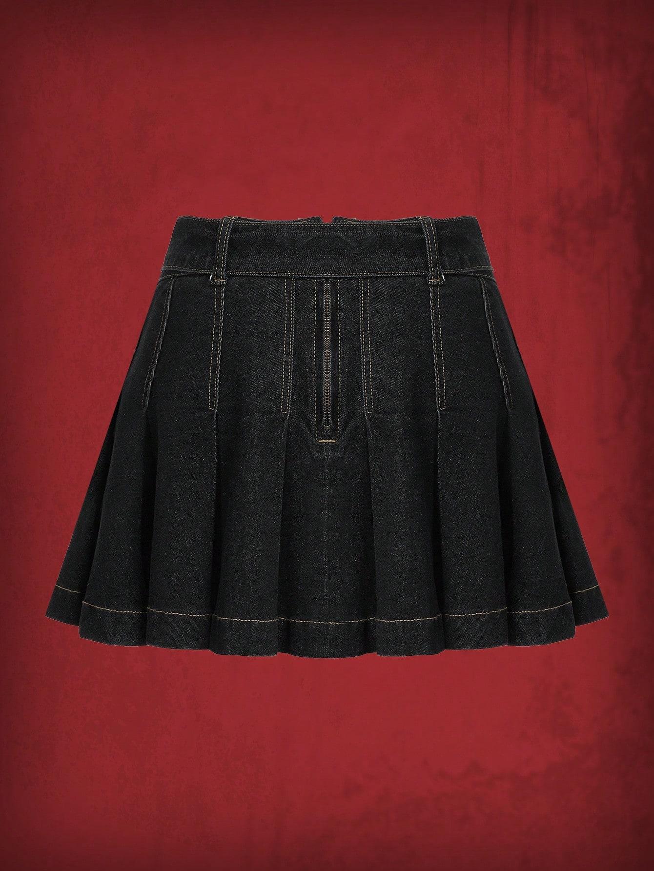 czarna spódniczka jeans zdobienie dżety