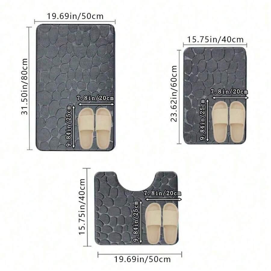 SZARE DYWANIKI ŁAZIENKOWE 3-PACK