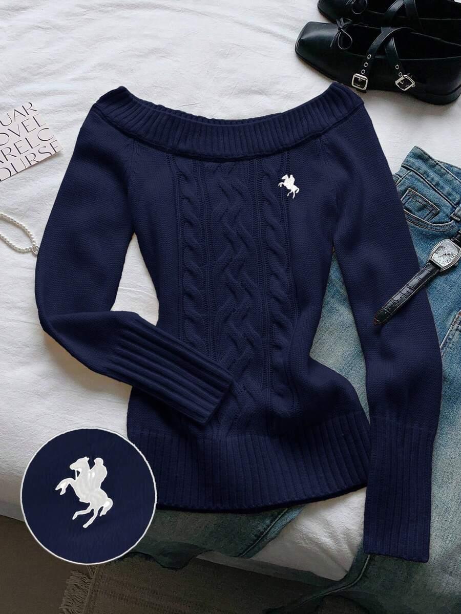 niebieski dzianinowy sweter