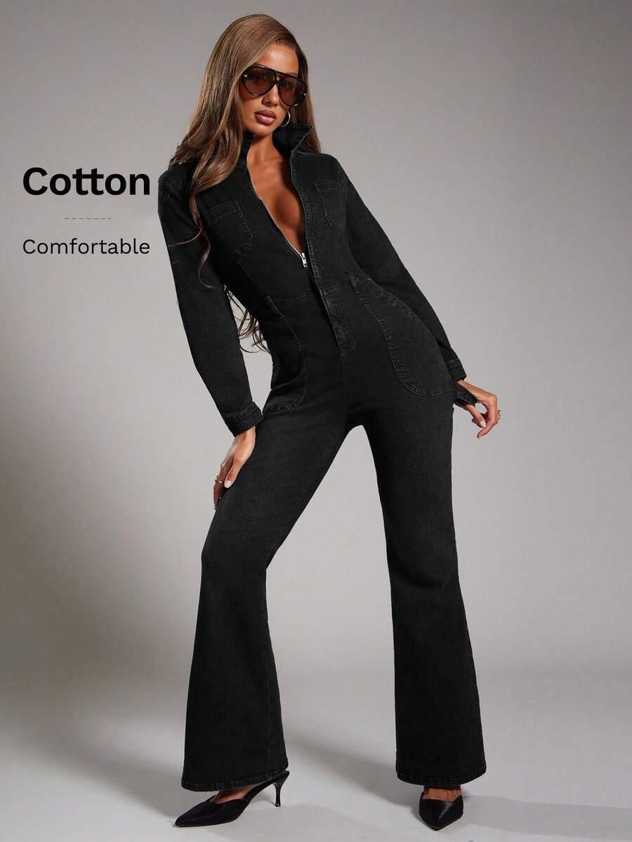 czarny kombinezon jeans