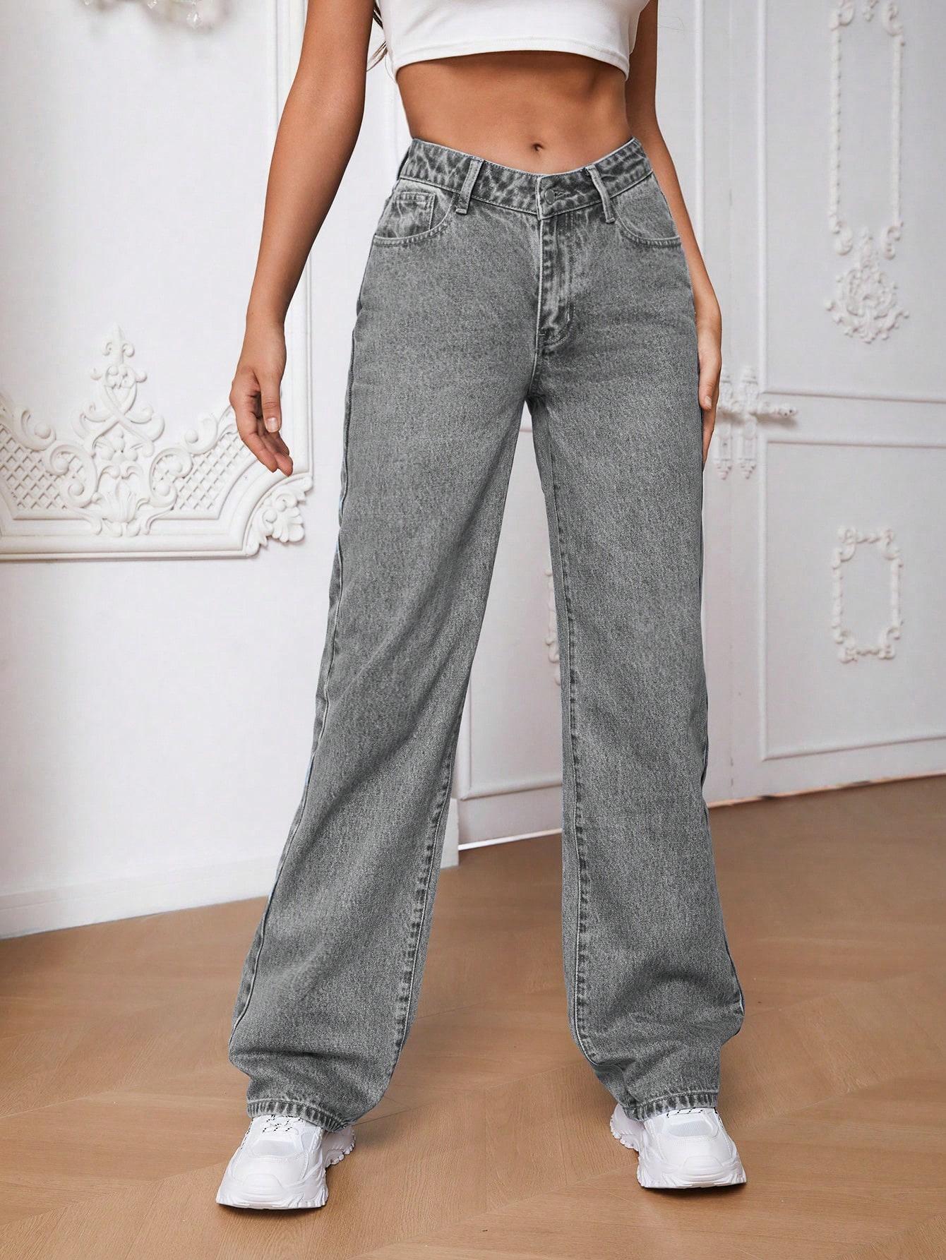 SZARE PROSTE SPODNIE JEANS