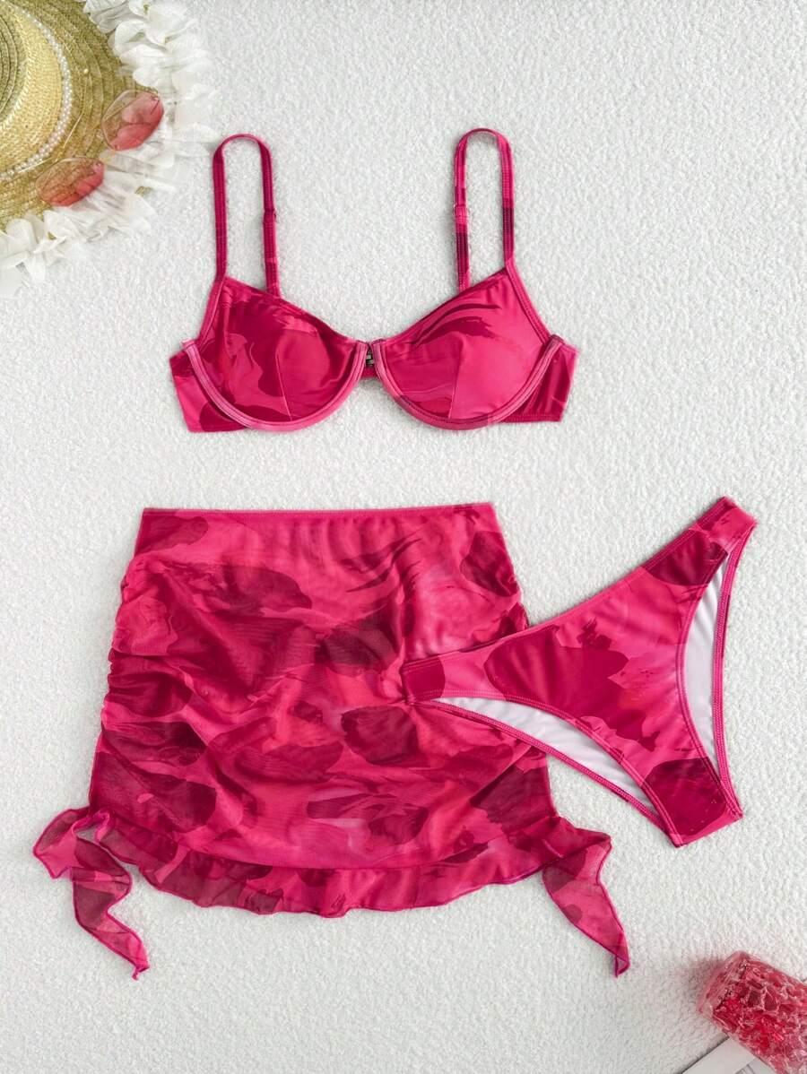 DWUCZĘŚCIOWY KOSTIUM KĄPIELOWY BIKINI NARZUTKA