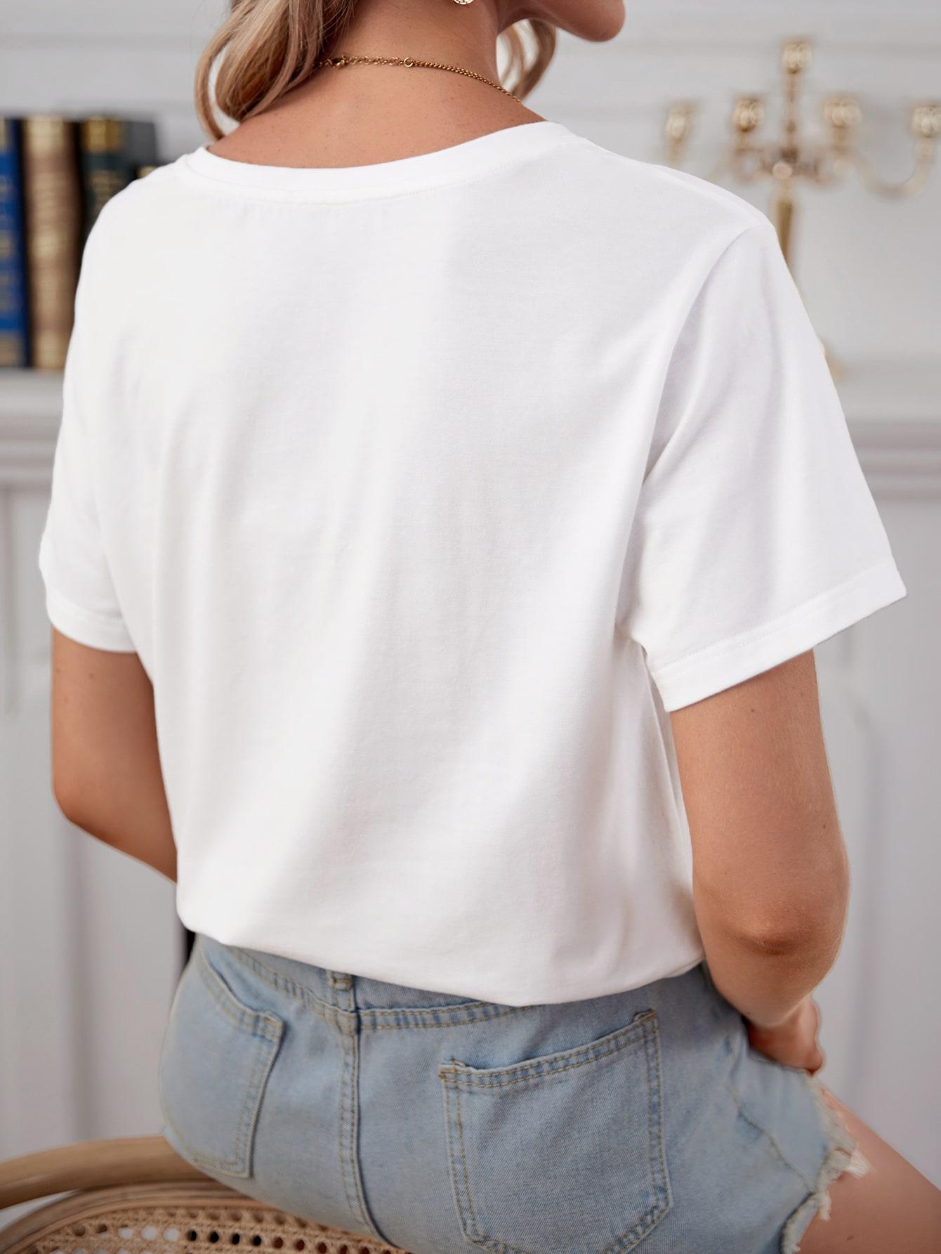 BIAŁY T-SHIRT HAFT
