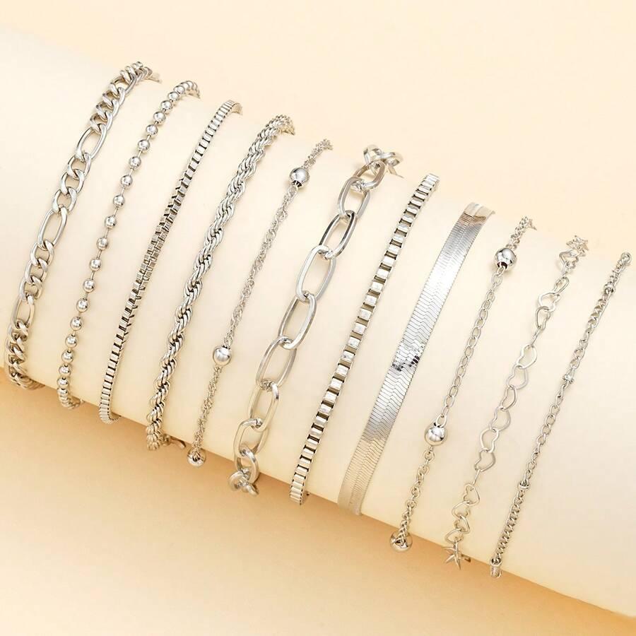 srebrne bransoletki 11-pack