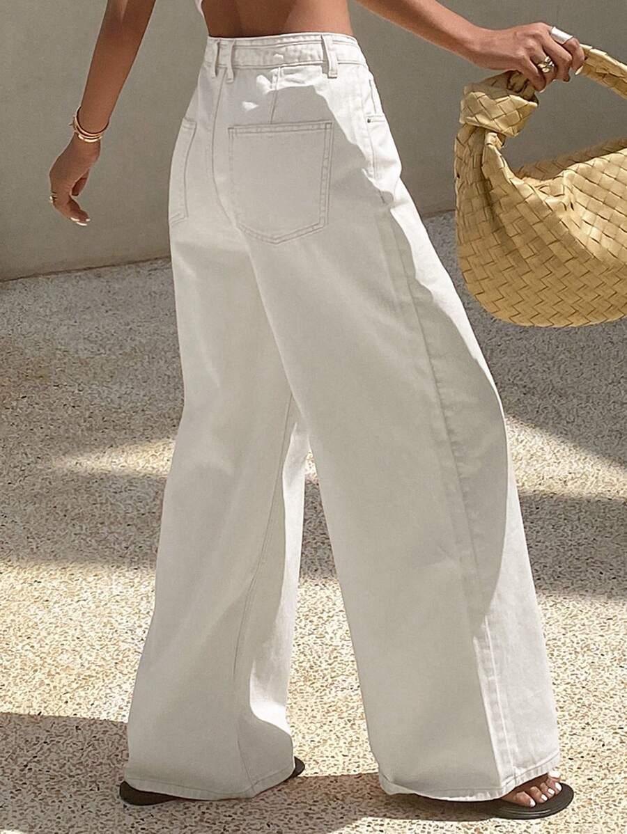 BIAŁE SPODNIE JEANS