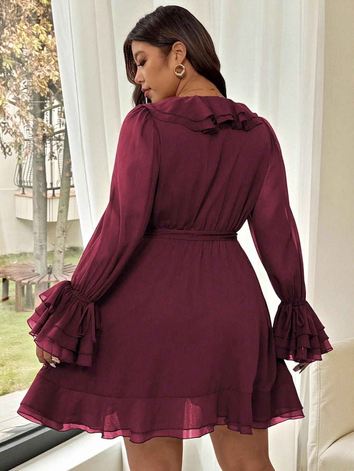 burgundowa mini sukienka 