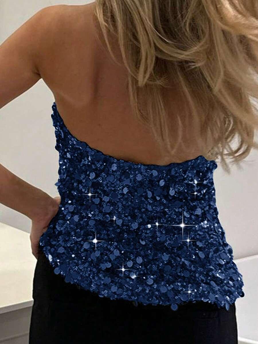 granatowy top cekiny