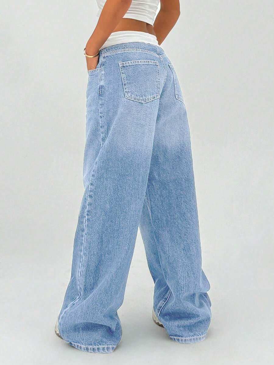 SPODNIE BAGGY JEANS WIĄZANIE
