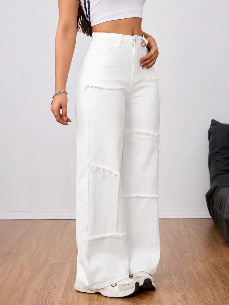 BIAŁE SPODNIE JEANS