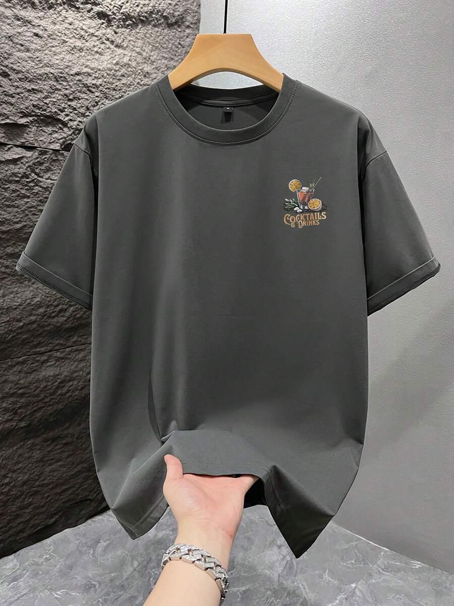 szary t-shirt print