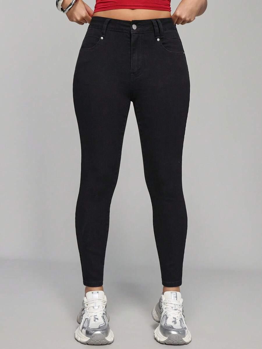 CZARNE SPODNIE JEANS