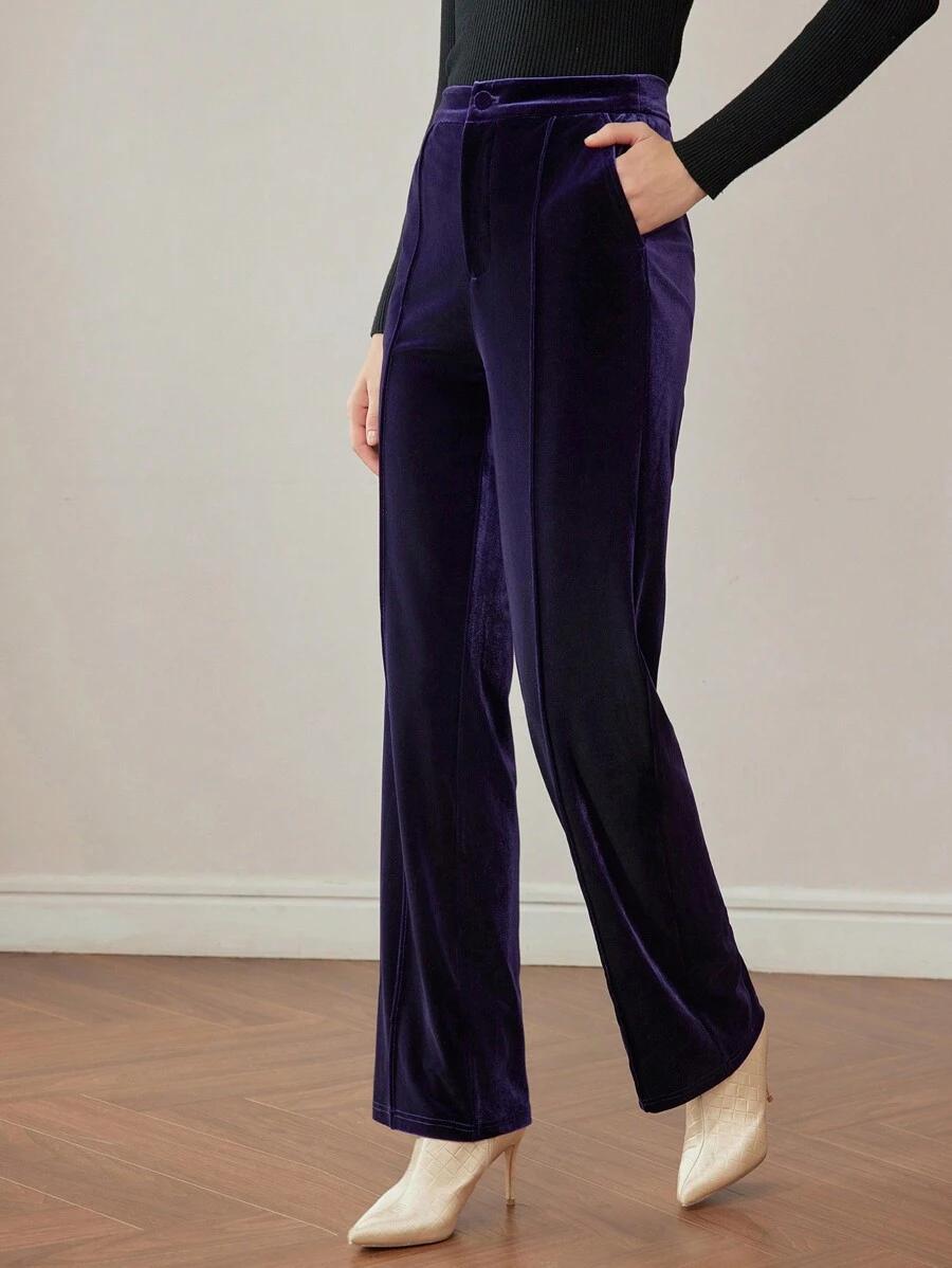 fioletowe eleganckie spodnie