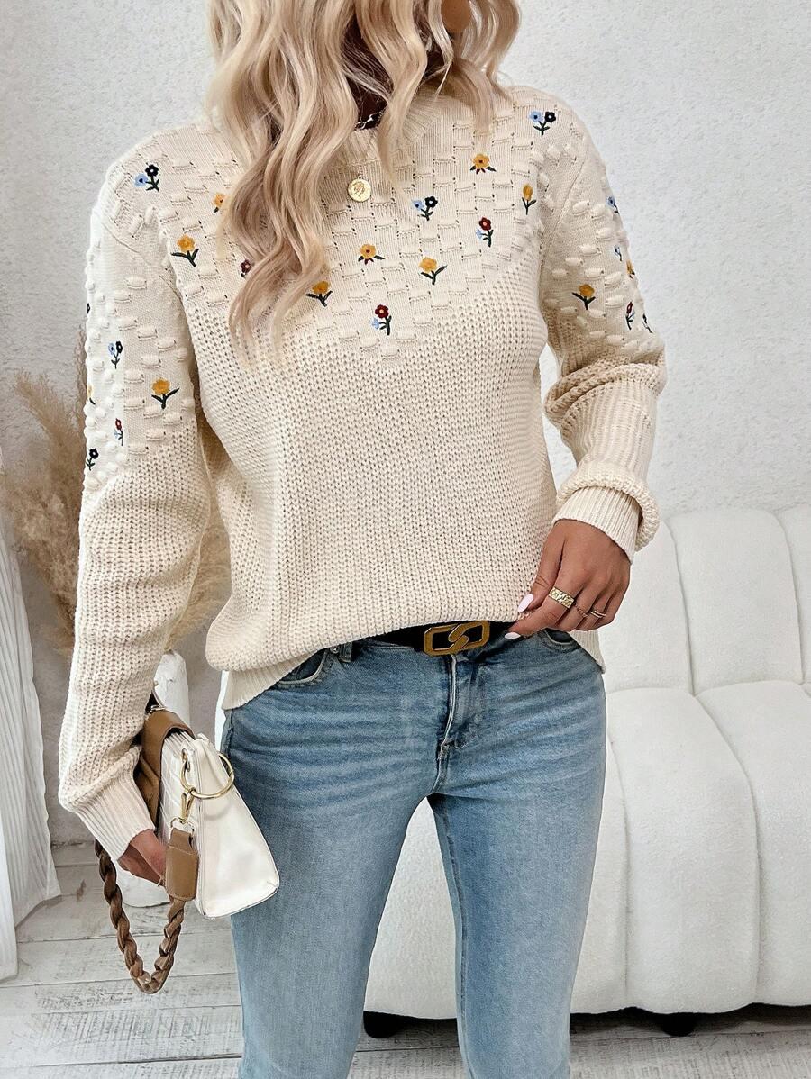 sweter wzór kwiaty