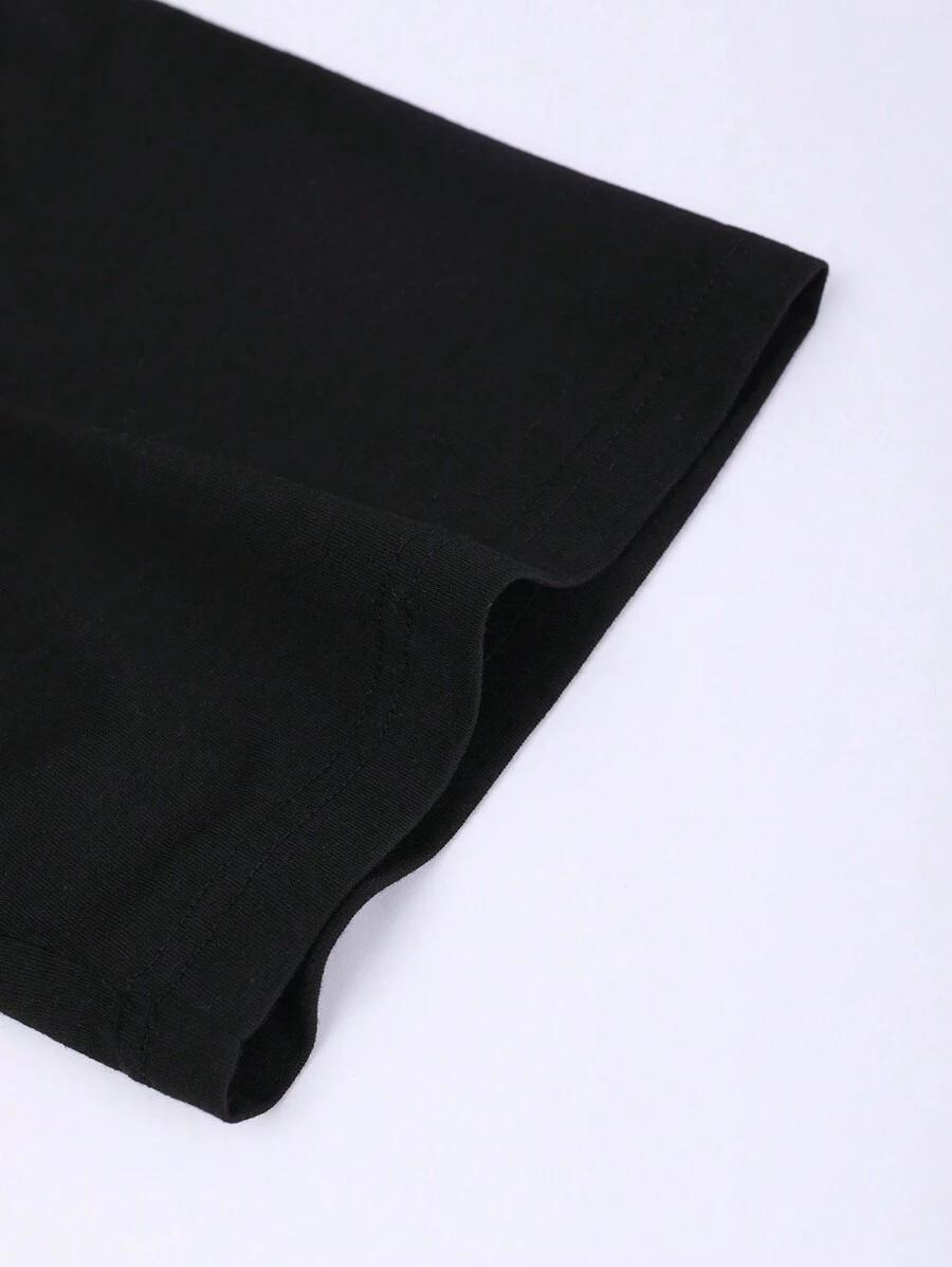 czarny t-shirt okrągły dekolt