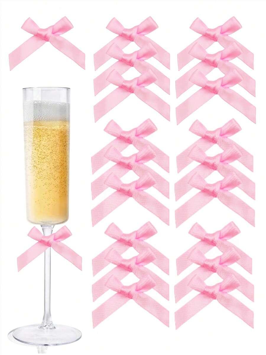 różowa kokardka na kieliszek 5-pack