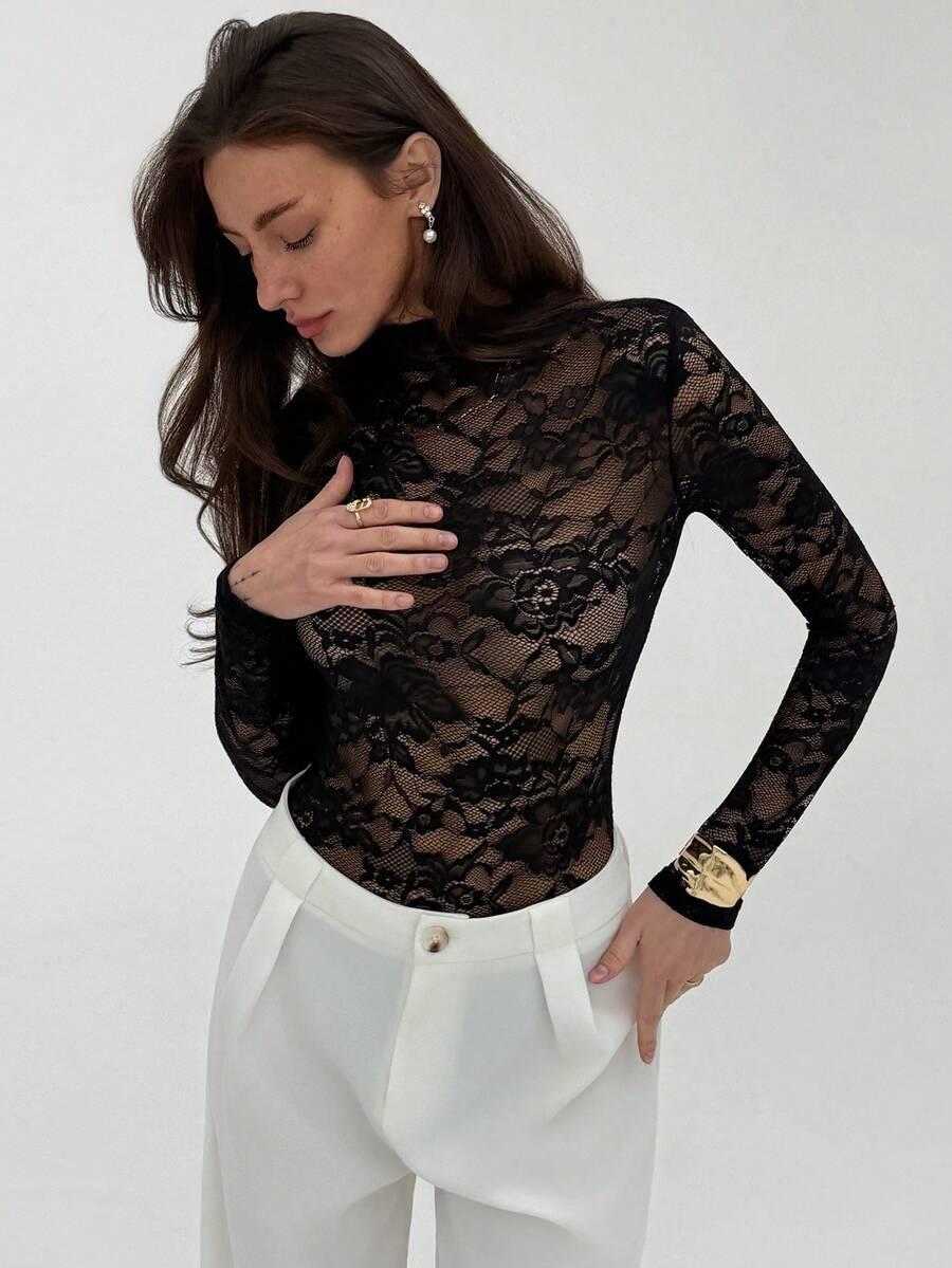 CZARNE KORONKOWE BODY 