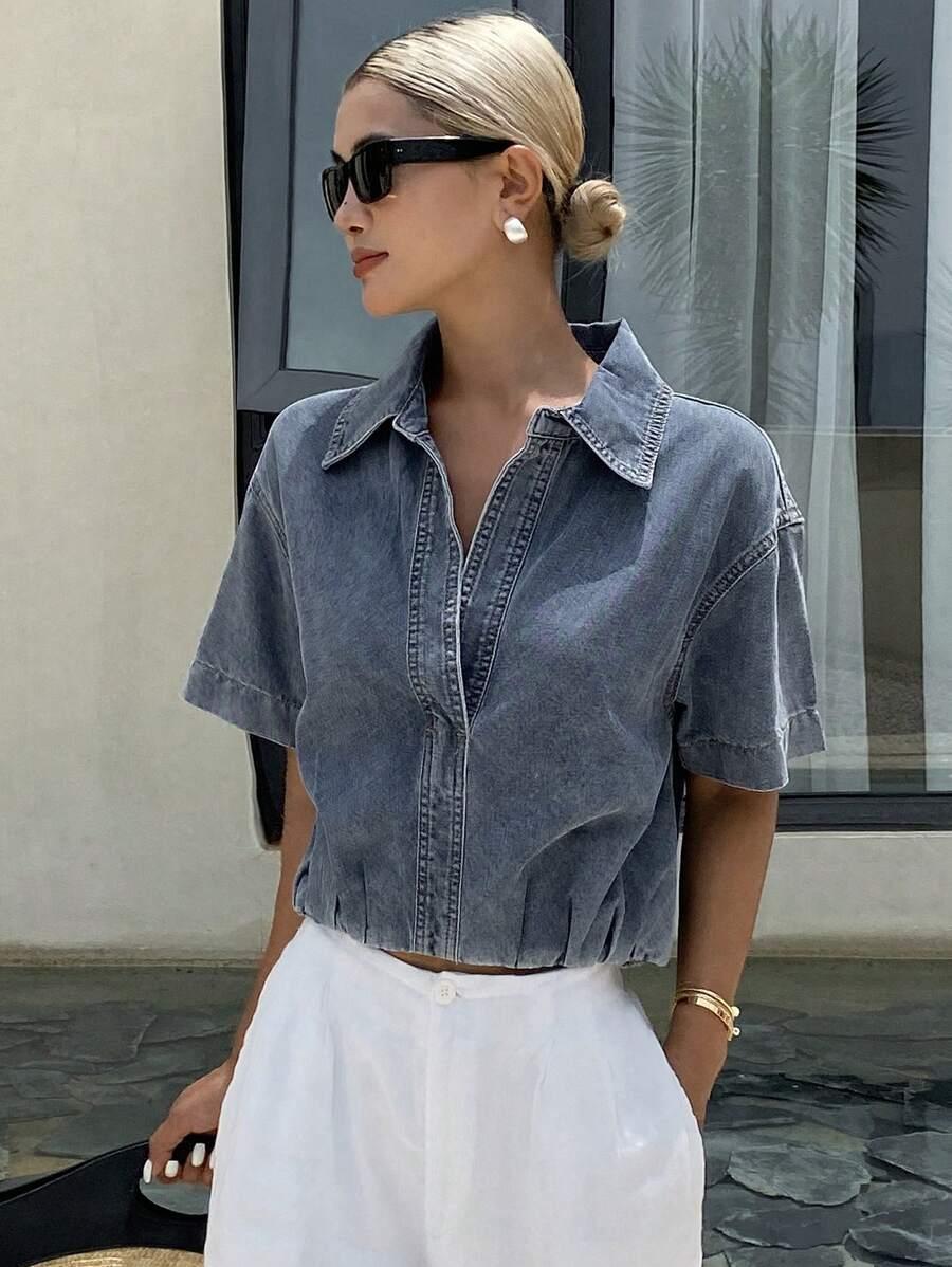 NIEBIESKA BLUZKA JEANS