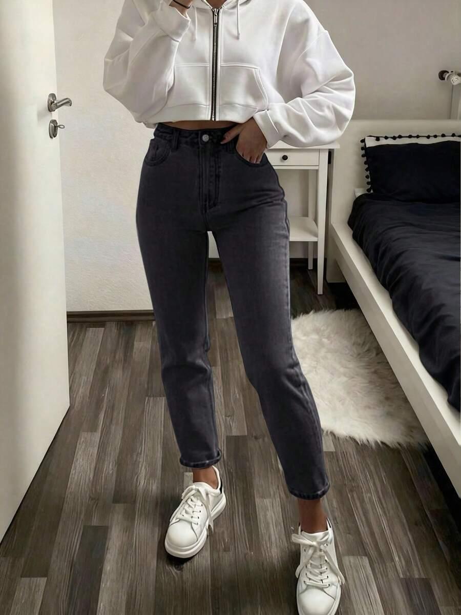 CZARNE SPODNIE JEANS