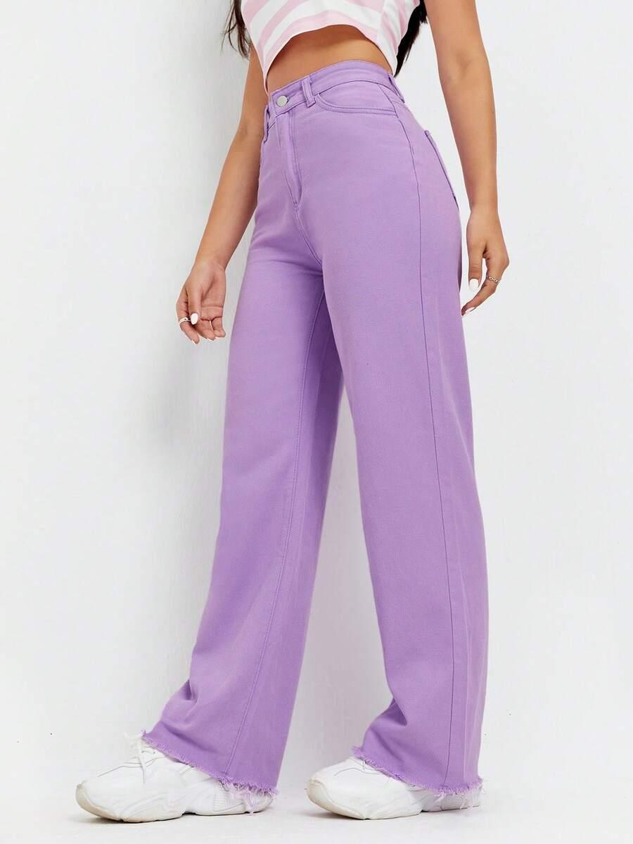fioletowe spodnie jeans