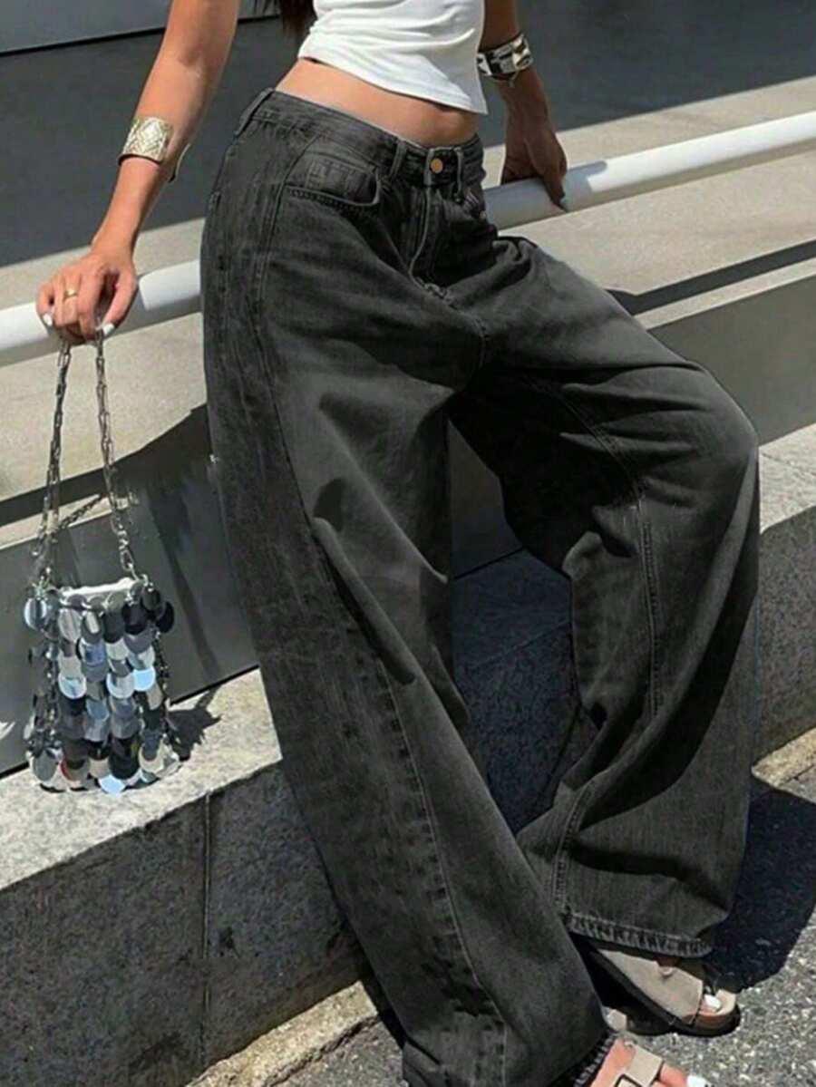 CZARNE SPODNIE JEANS