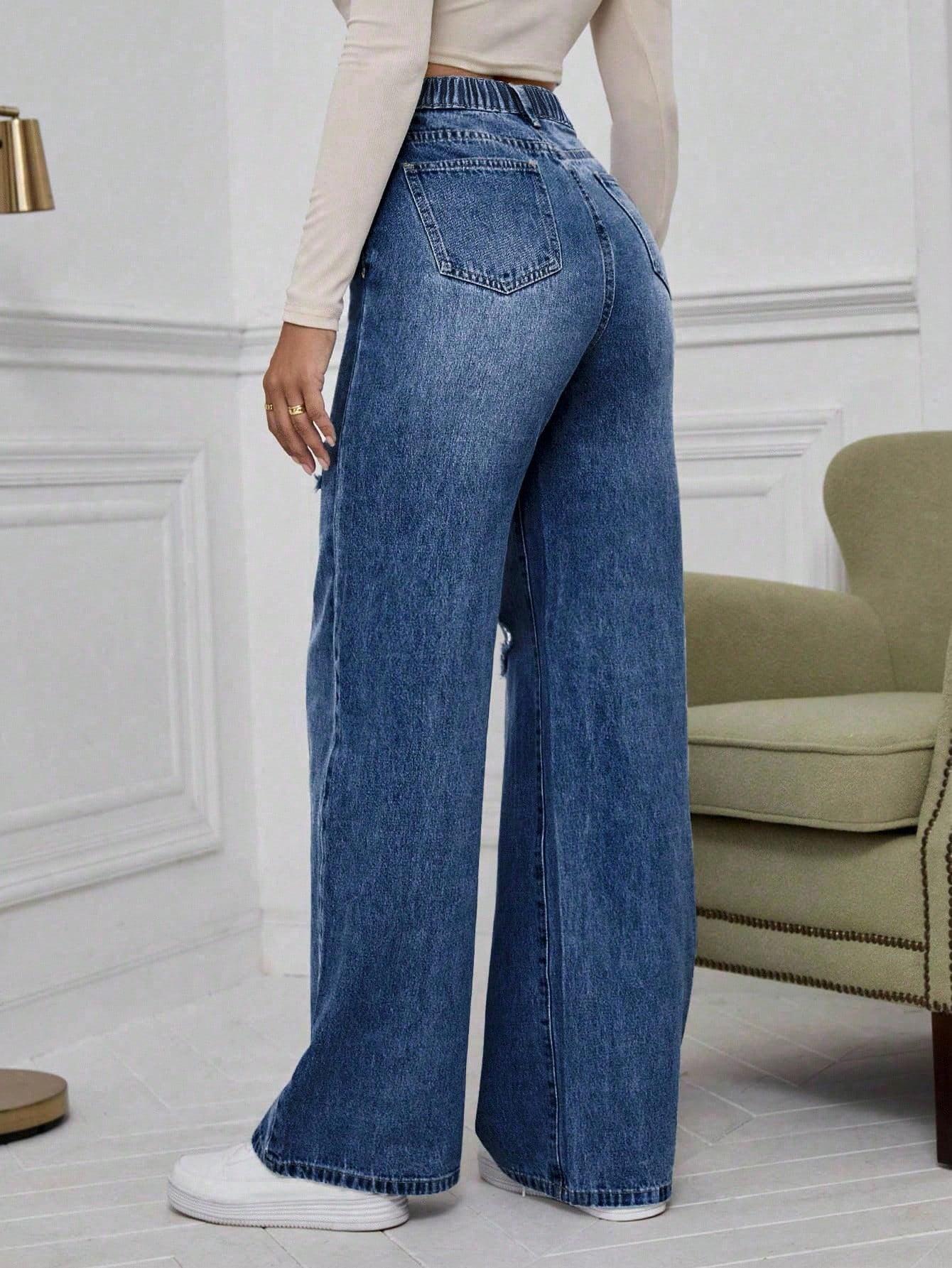 proste spodnie jeans dziury