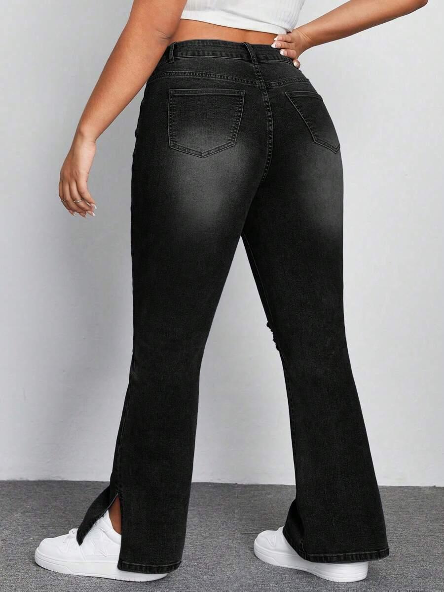 czarne spodnie jeans przetarcia 