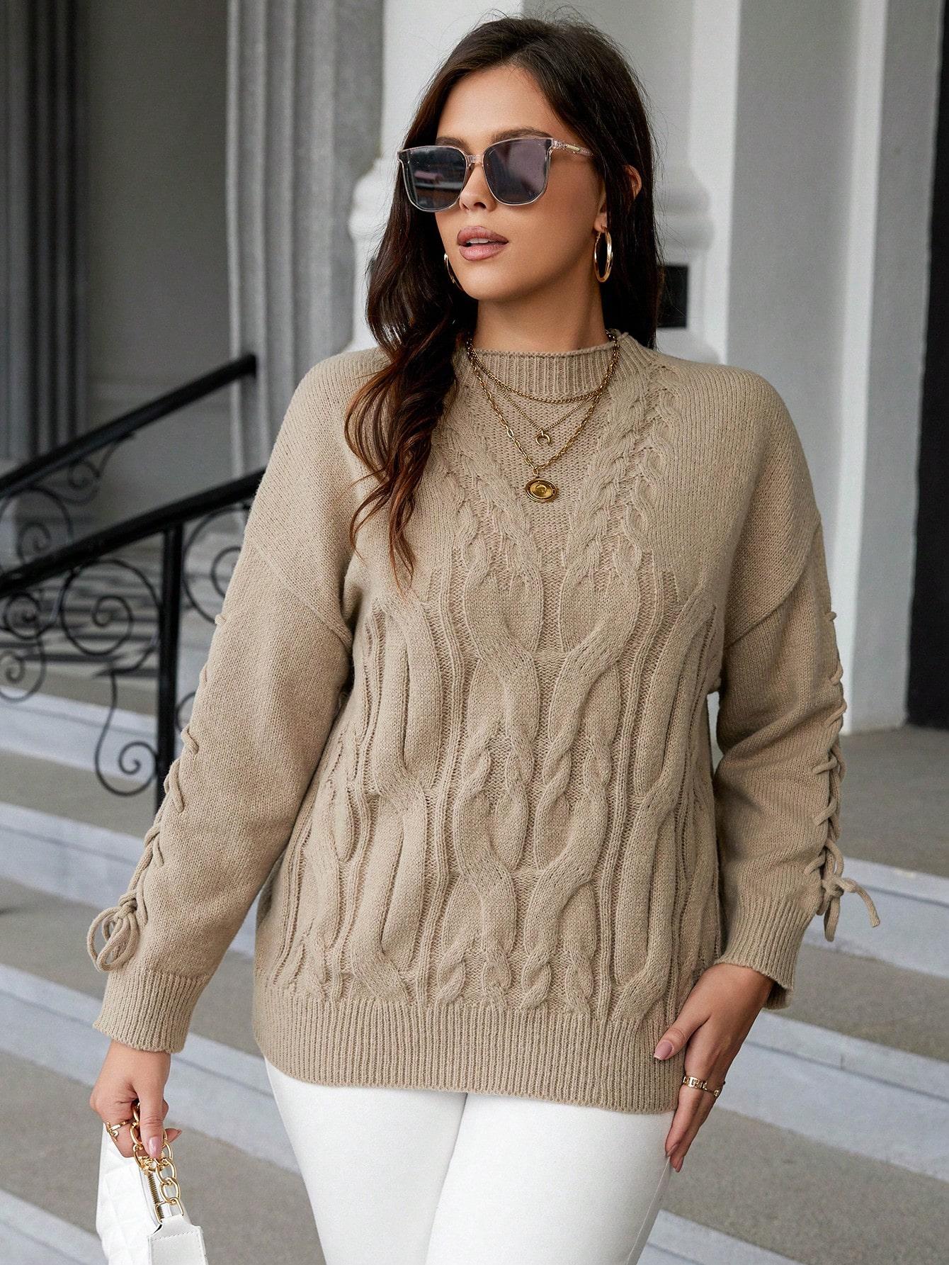 beżowy sweter casual