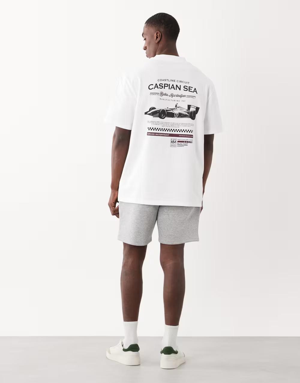 biały bawełniany t-shirt print