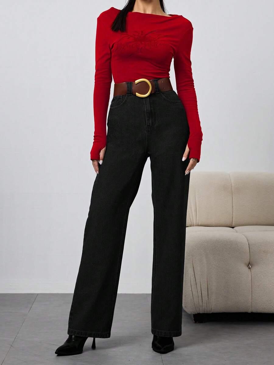 CZARNE SPODNIE JEANS 