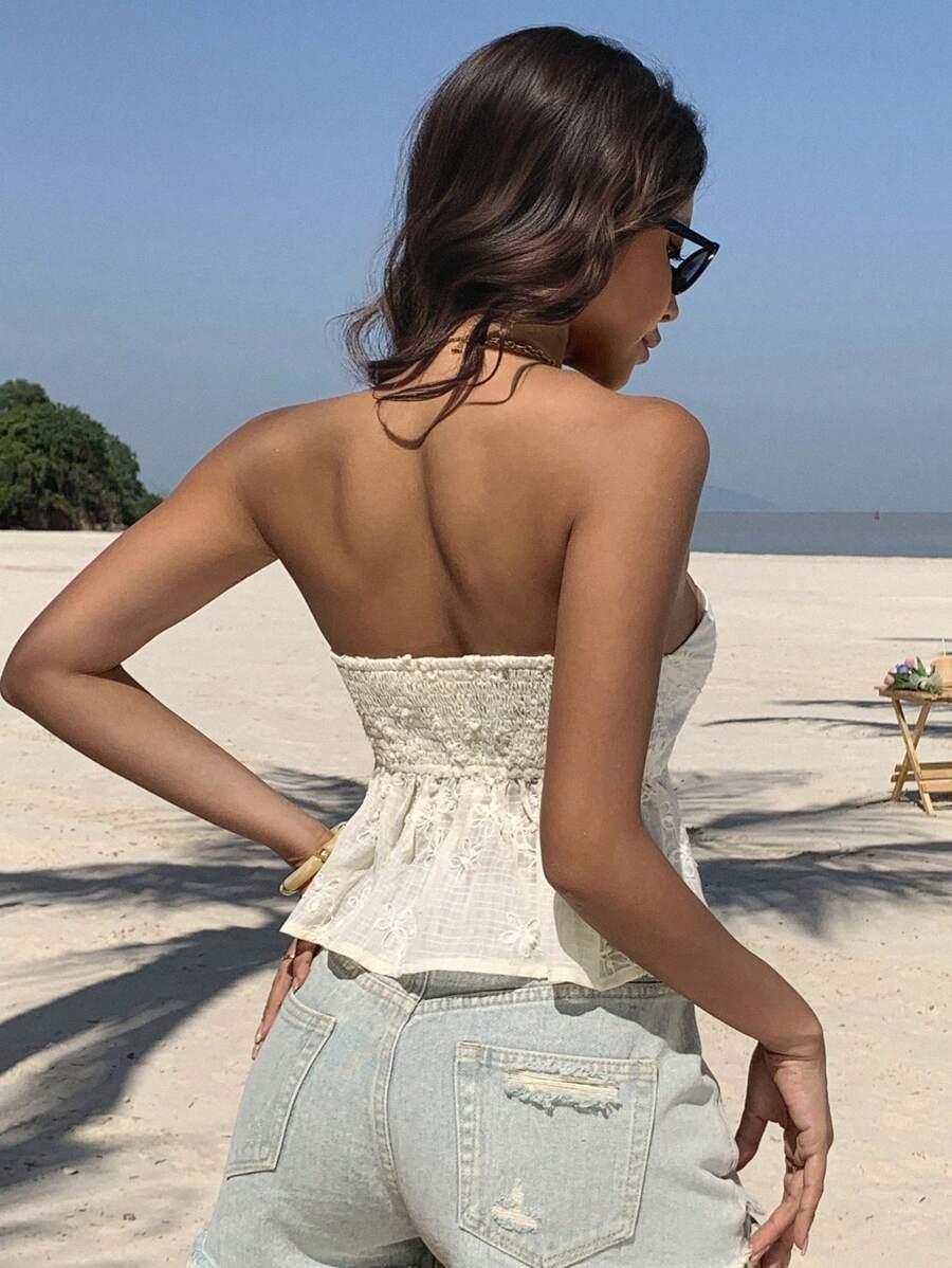 BLUZKA TOP Z WIĄZANIEM BOHO 