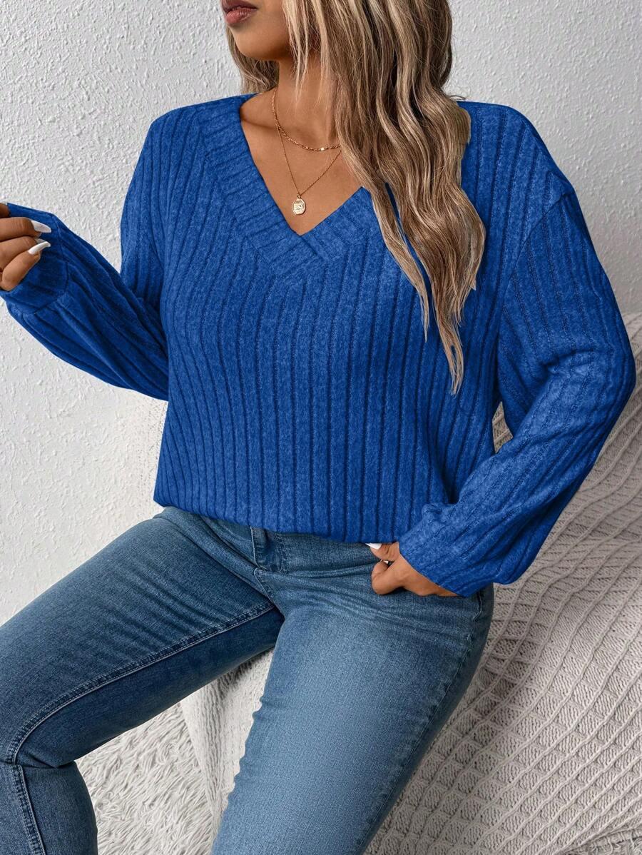 niebieska bluzka v neck