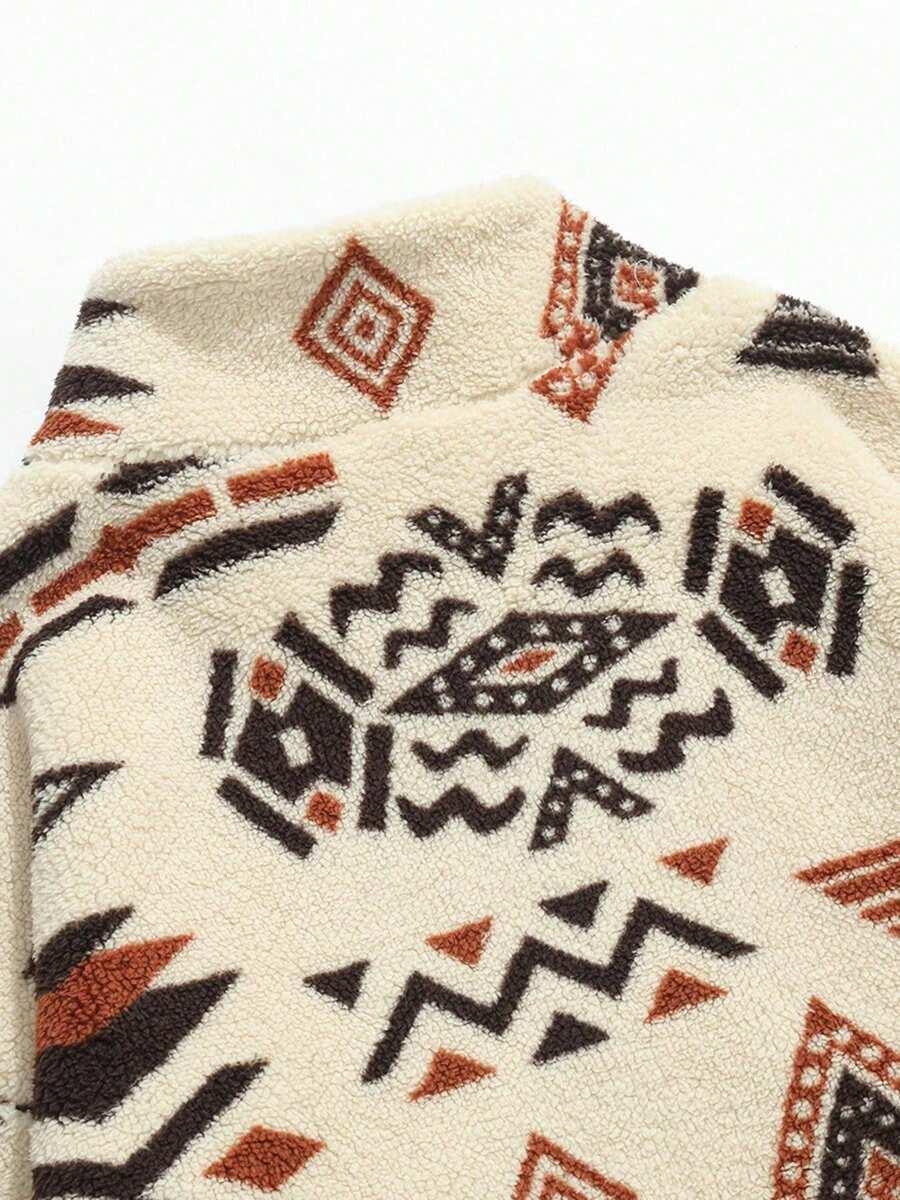 polarowa bluza zamek aztec print kontrast kieszonka