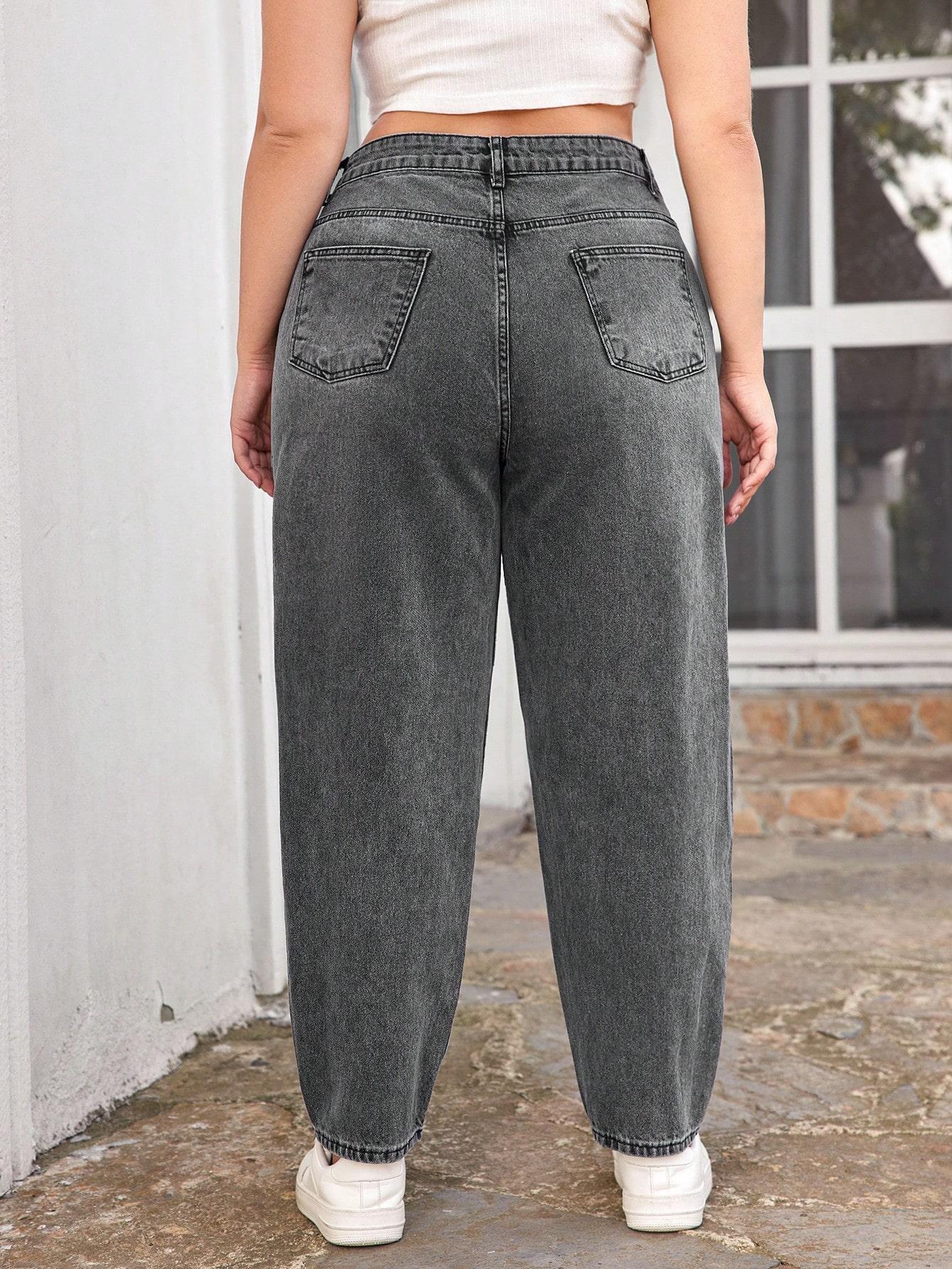 szare spodnie wysoki stan jeans