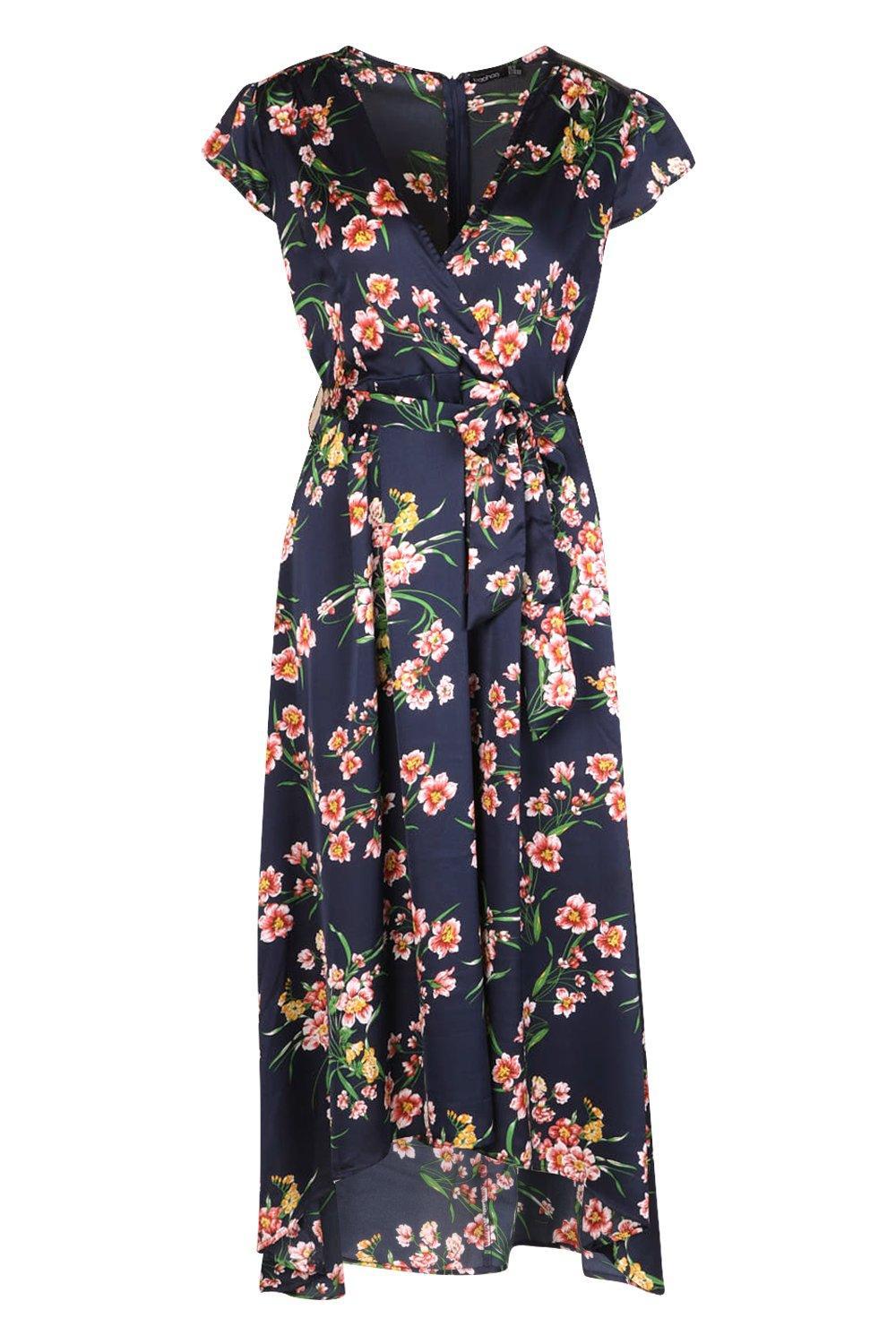 ASYMETRYCZNA SUKIENKA MAXI W KWIATY