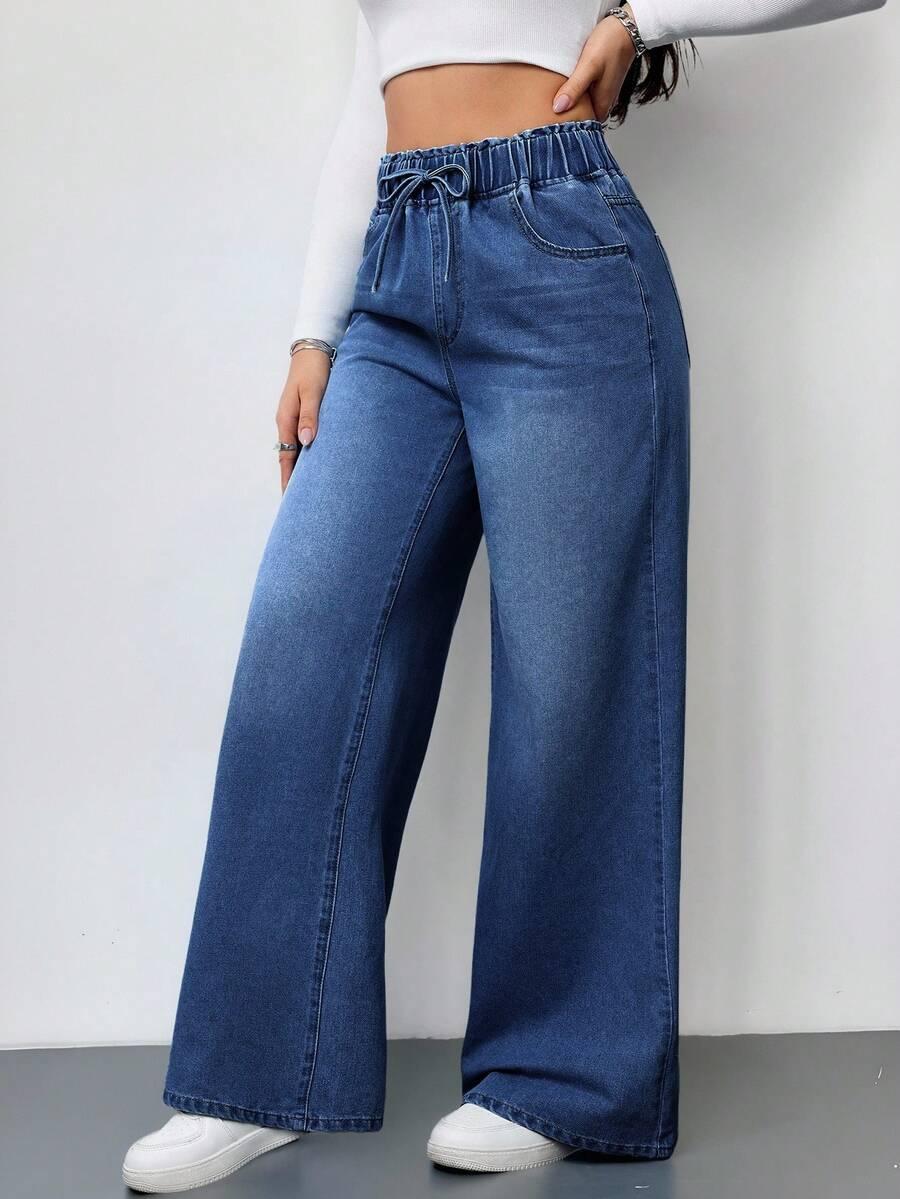 spodnie jeans z gumką w pasie