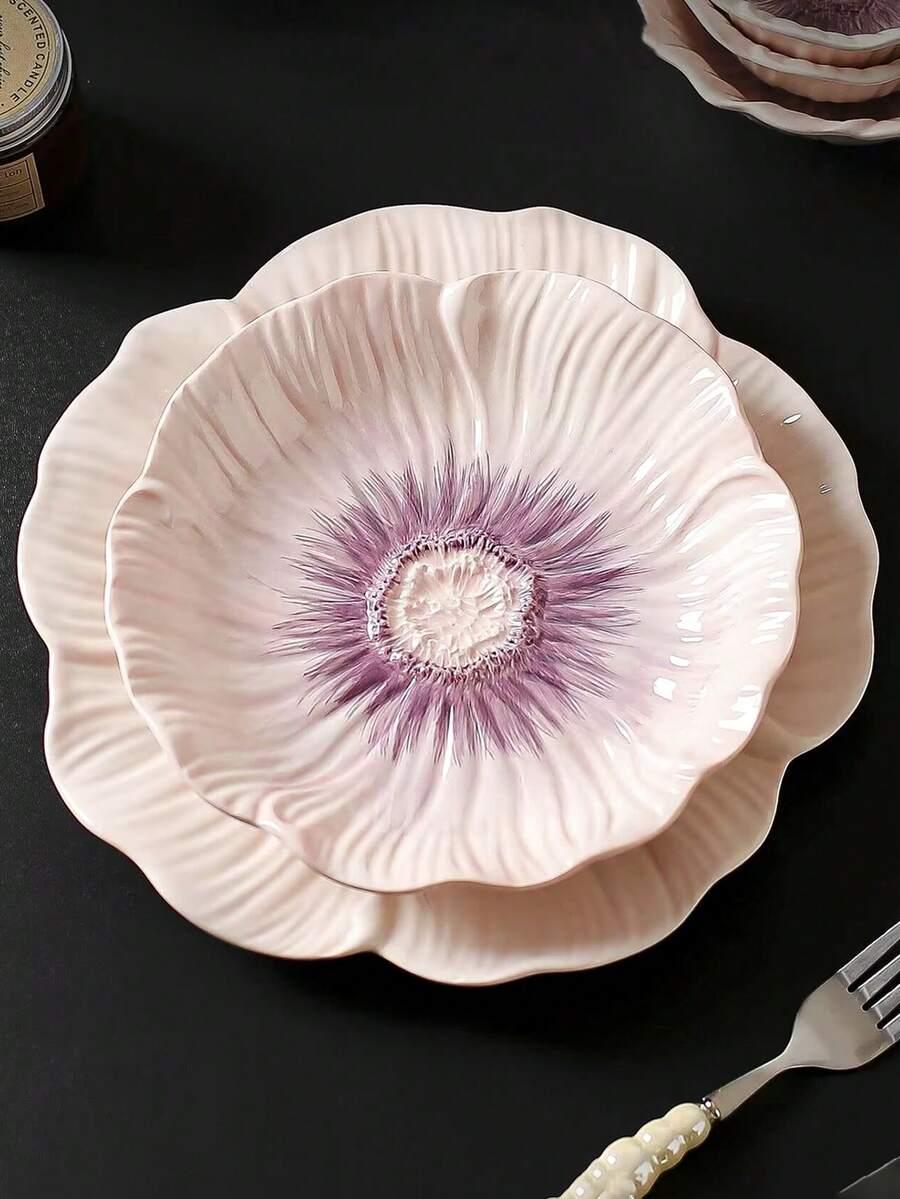 fioletowy talerz kwiatek